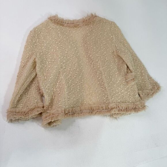 A'reve Sweater Cardigan Womens Medium Knit Lace 3/4 Sleeve Dainty Open Cream - Picture 4 of 7